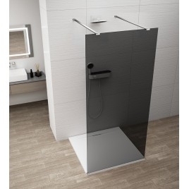 ESCA CHROME Panneau en verre de douche de 1 pièce, verre fumé, 1000 mm