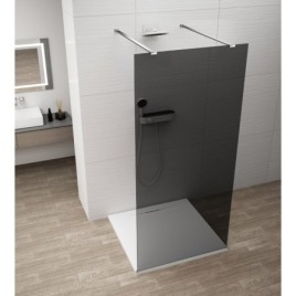 ESCA CHROME Panneau en verre de douche de 1 pièce, verre fumé, 1500 mm