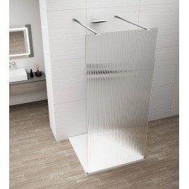 ESCA CHROME Panneau en verre de douche de 1 pièce, encastrable, verre Flute, 1400 mm