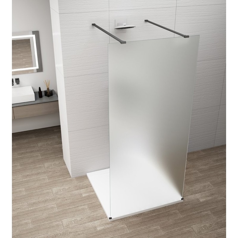 ESCA BLACK MATT Panneau en verre de douche de 1 pièce, verre mat, 1400 mm