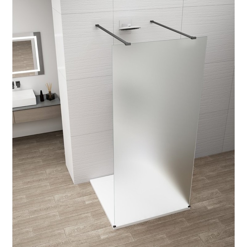 ESCA BLACK MATT Panneau en verre de douche de 1 pièce, verre mat, 1500 mm