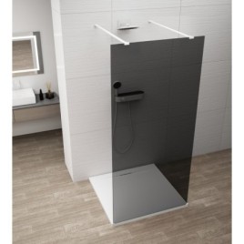 ESCA WHITE MATT Panneau en verre de douche de 1 pièce, verre fumé, 1500 mm