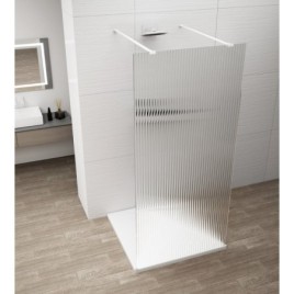 ESCA WHITE MATT Panneau en verre de douche de 1 pièce, encastrable, verre Flute, 1300 mm