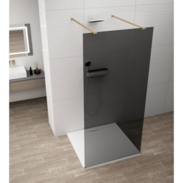 ESCA GOLD MATT Panneau en verre de douche de 1 pièce, verre fumé, 1000 mm