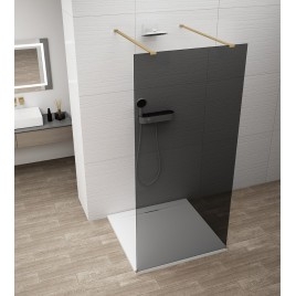 ESCA GOLD MATT Panneau en verre de douche de 1 pièce, verre fumé, 1200 mm