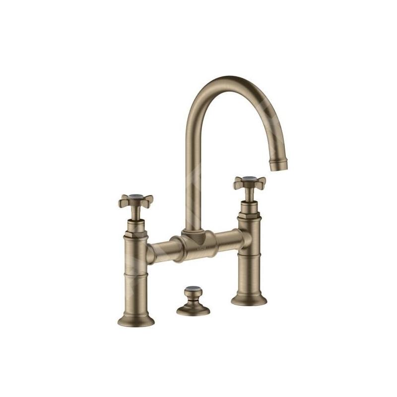 Axor Montreux - Mélangeur lavabo avec bec orientable et garniture de vidage Push-Open, installation à 2 trous, nickel brossé