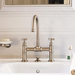 Axor Montreux - Mélangeur lavabo avec bec orientable et garniture de vidage Push-Open, installation à 2 trous, nickel brossé