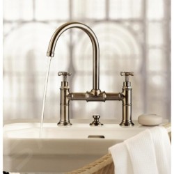 Axor Montreux - Mélangeur lavabo avec bec orientable et garniture de vidage Push-Open, installation à 2 trous, nickel brossé