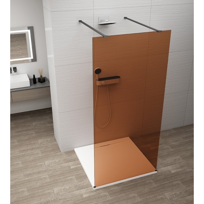 ESCA BLACK MATT Panneau en verre de douche de 1 pièce, en verre Marron, 1500 mm