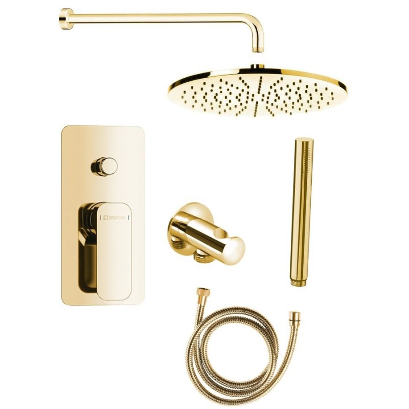 Set de douche avec levier, interrupteur réglable, 2 prises, or Set de douche avec levier, interrupteur réglable, 2 prises, or