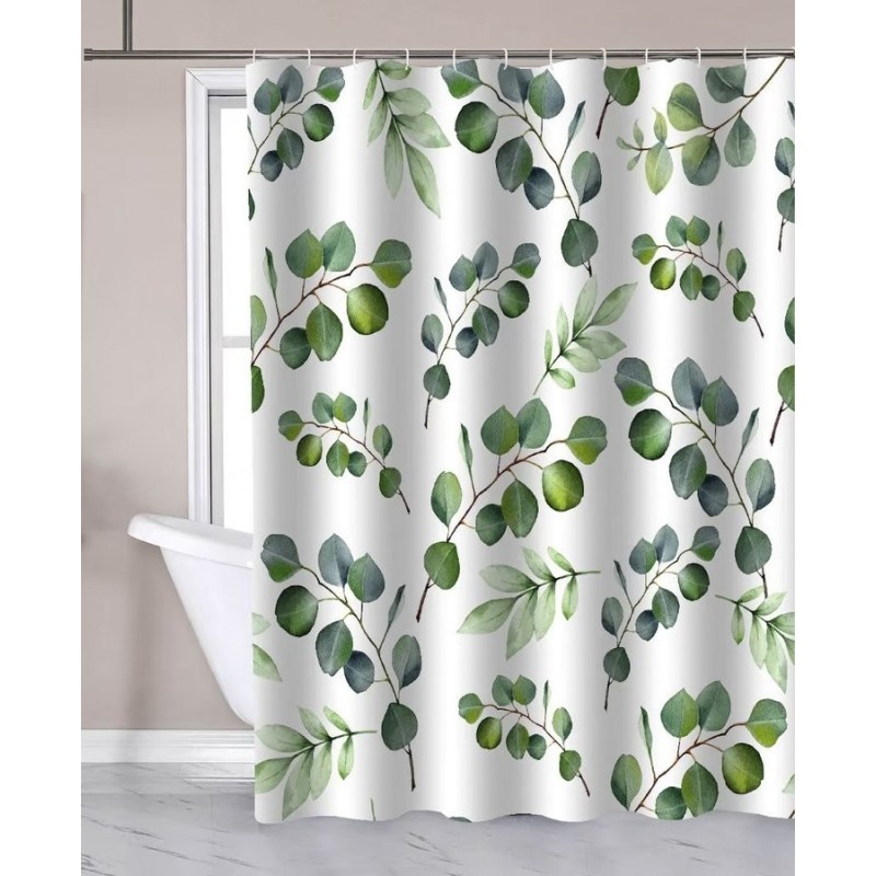 Rideaux de douche 180x180cm, polyester, eucalyptus