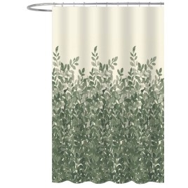 Rideaux de douche 180x200cm, polyester, feuilles vertes
