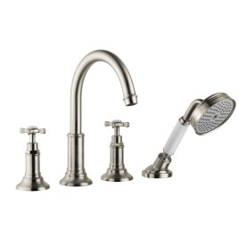 Axor Montreux - Mitigeur de baignoire, installation à 4 trous pour plage de carrelage, nickel brossé 16544820