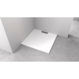KAZUKO Plateau de douche en marbre, 130x90 cm, blanc