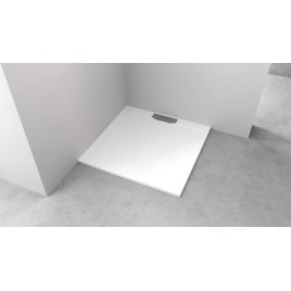 KAZUKO Plateau de douche en marbre, 140x90 cm, blanc