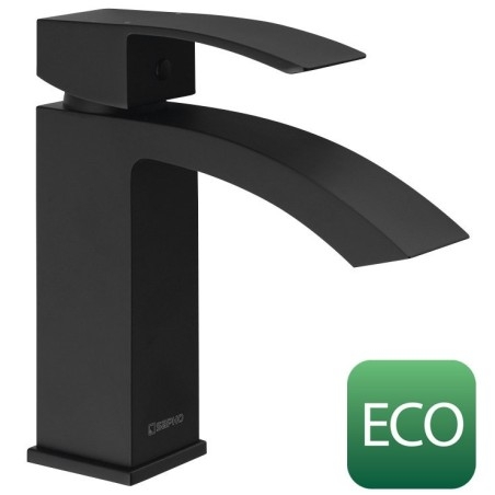 Mélangeur de lavabo GINKO 35 sans déchets pop up, cartouche de mélange ECO, tapis noir