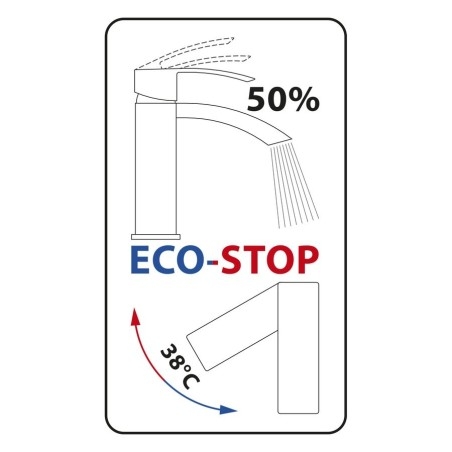 Mélangeur de lavabo GINKO 35 sans déchets pop up, cartouche de mélange ECO, tapis noir