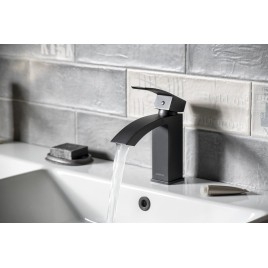 Mélangeur de lavabo GINKO 35 sans déchets pop up, cartouche de mélange ECO, tapis noir