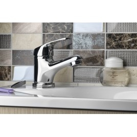 Mélangeur de lavabo AQUALINE 35 sans déchets pop up, cartouche de mélange ECO, chrome