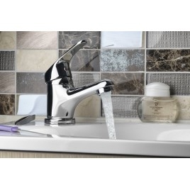 Mélangeur de lavabo AQUALINE 35 sans déchets pop up, cartouche de mélange ECO, chrome