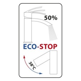 Mélangeur de lavabo FLY avec écaillement pivotant, sans déchets pop up, cartouche de mélange ECO, chrome