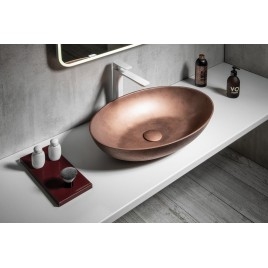 Lavabo en béton, 60x40cm, cuivre