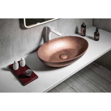 Lavabo en béton, 60x40cm, cuivre