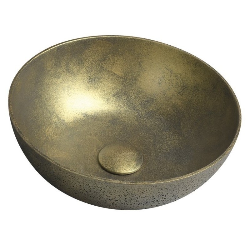 Lavabo en béton, dia 39cm, or
