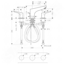 Hansgrohe Focus E2 - Mitigeur de lavabo 100, installation à 3 trous, avec garniture de vidange et tige de traction, chrome