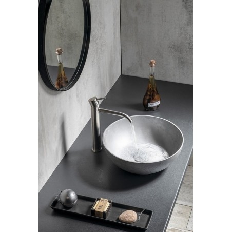 Lavabo en béton, dia 39cm, argent