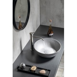 Lavabo en béton, dia 39cm, argent