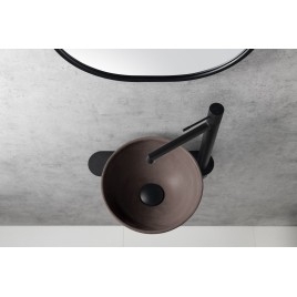 Lavabo en béton, dia 26cm, brun foncé