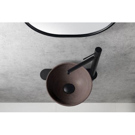 Lavabo en béton, dia 26cm, brun foncé