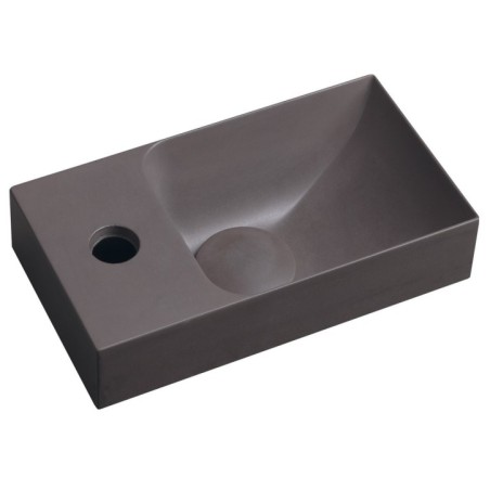 PICCOLINO lavabo en béton 30,8x17cm, mélangeur à gauche, brun foncé