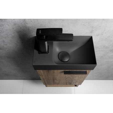 PICCOLINO lavabo en béton 30,8x17cm, mixeur à gauche, anthracite