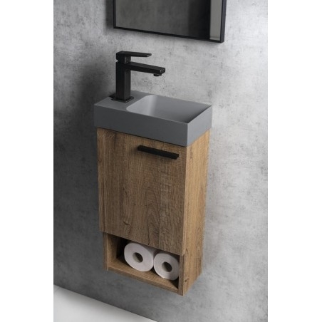 PICCOLINO lavabo en béton 30,8x17cm, mixeur à gauche, gris