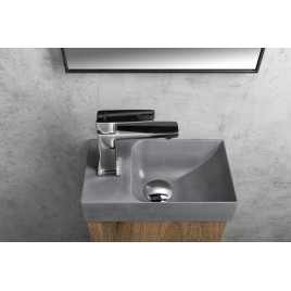 PICCOLINO lavabo en béton 30,8x17cm, mixeur à gauche, gris