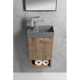 PICCOLINO lavabo en béton 30,8x17cm, mixeur à gauche, gris