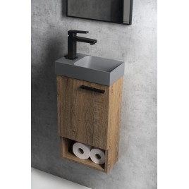 PICCOLINO lavabo en béton 30,8x17cm, mixeur à gauche, gris