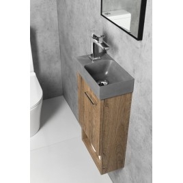 PICCOLINO lavabo en béton 30,8x17cm, mixeur à gauche, gris
