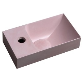 PICCOLINO lavabo en béton 30,8x17cm, mixeur à gauche, rose