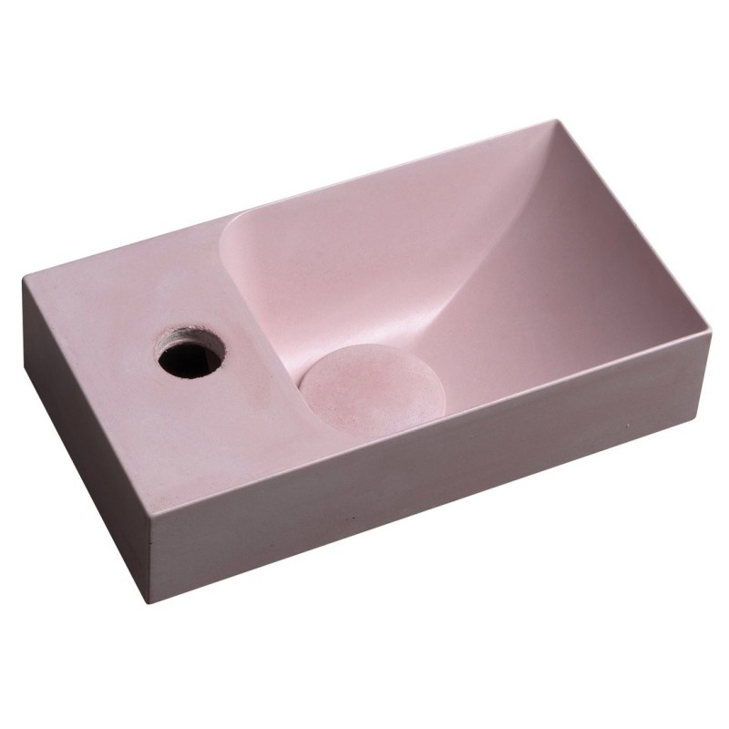 PICCOLINO lavabo en béton 30,8x17cm, mixeur à gauche, rose