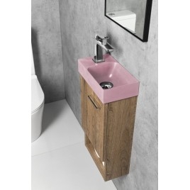 PICCOLINO lavabo en béton 30,8x17cm, mixeur à gauche, rose
