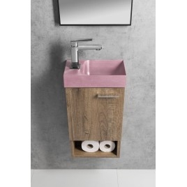 PICCOLINO lavabo en béton 30,8x17cm, mixeur à gauche, rose