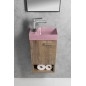 PICCOLINO lavabo en béton 30,8x17cm, mixeur à gauche, rose