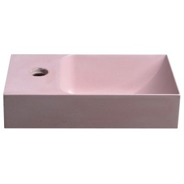 PICCOLINO lavabo en béton 30,8x17cm, mixeur à gauche, rose