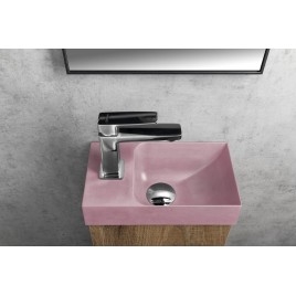 PICCOLINO lavabo en béton 30,8x17cm, mixeur à gauche, rose