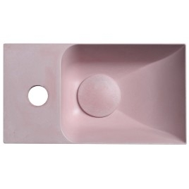 PICCOLINO lavabo en béton 30,8x17cm, mixeur à gauche, rose
