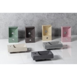 PICCOLINO lavabo en béton 30,8x17cm, mixeur à gauche, vert