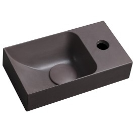 PICCOLINO lavabo en béton 30,8x17cm, mélangeur à droite, brun foncé
